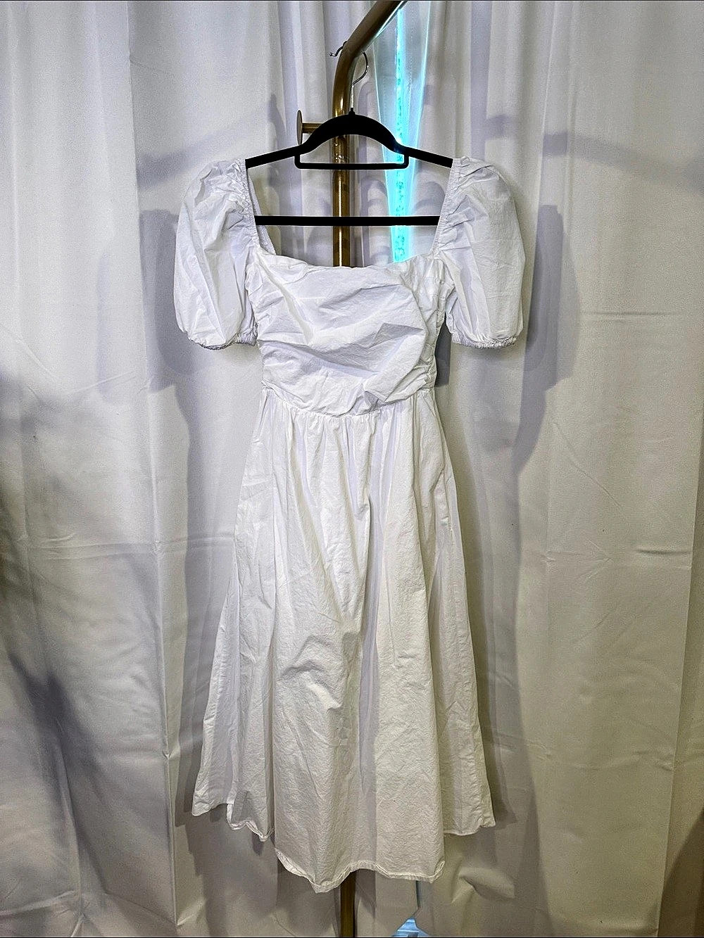 O.P.T. White Smocked Midi Dress Cotton XS Like New